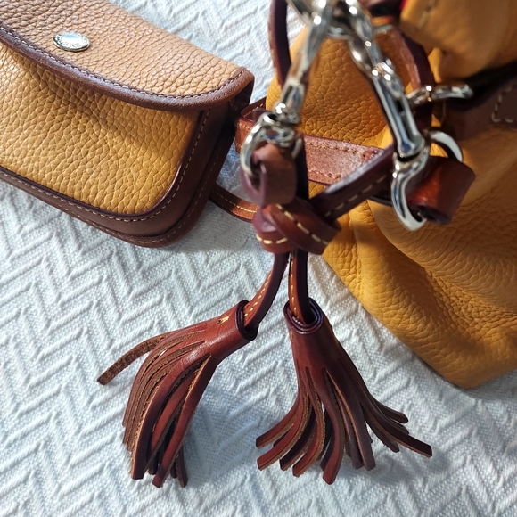 Dooney & Bourke Bristol Yellow Leather Handbag with Brown Accents With Wallet - Picture 10 of 16